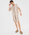 Chemise manches courtes et col cubain à rayures homme[MISSING]
